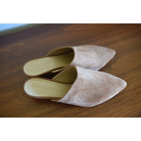 Jenni Kayne Kitten Heel Mules Oiled Suede Walnut 40 NWOB Tan beige - Picture 2 of 9